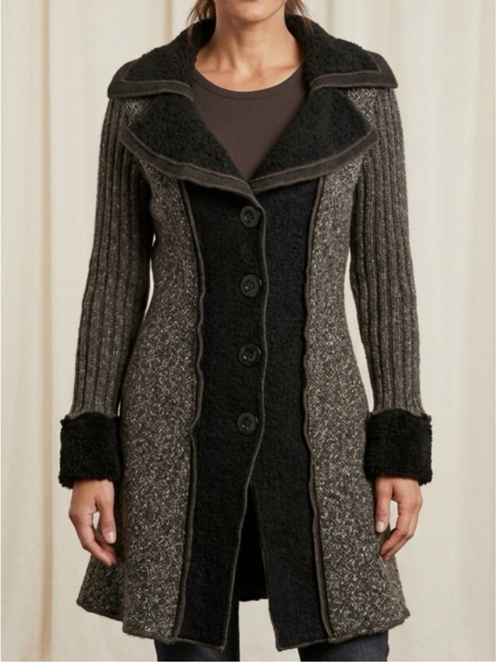 Cleo petite Mixed Media Cardigan Jacket Whimsigoth Fairycore Boho Gray MP 1476